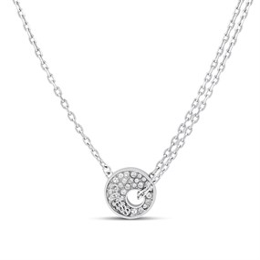 GUESS JUBN05223JWRHT/U Silver Tone Crystal Double Strand Necklace - J42363
