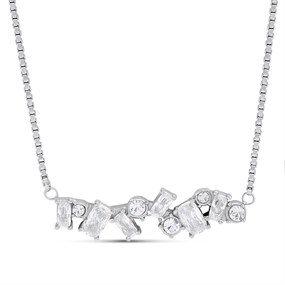 GUESS JUBN05358JWRHT/U Silver Tone Crystal Necklace - J42365