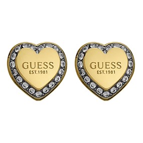 GUESS UBE01427YG Gold Tone Heart Stud Earrings - J42437