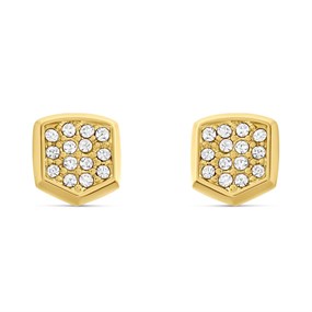 Fossil JF04532710 Heritage Crest Gold Tone Stud Earrings - J49346