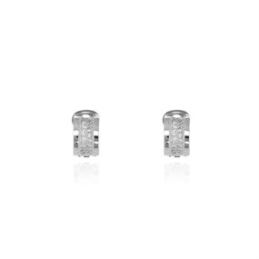 Cachet London Silver Pavé Concave Clip Hoop Earrings - J74164