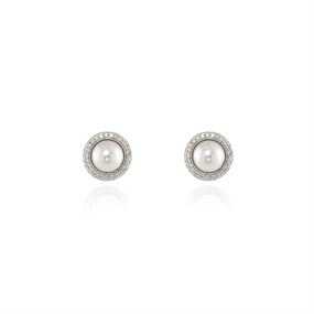 Cachet London Silver Tone Simulated Pearl Halo Stud Earrings - J74166