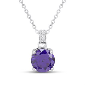 Cachet London Silver Tone Tanzanite CZ Necklace - J74216