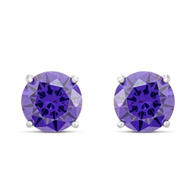 Cachet London Silver Tone Tanzanite CZ Stud Earrings - J74217