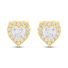 Cachet London Gold Tone Decorative Heart Stud Earrings - J74221