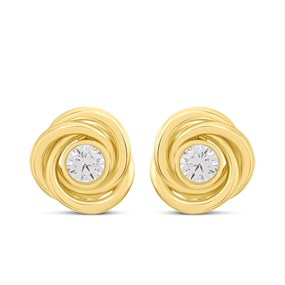 Cachet London Gold Tone CZ Knot Stud Earrings - J74222
