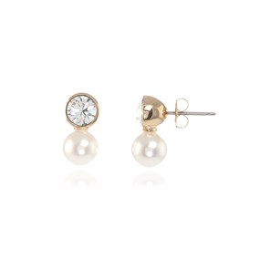 Cachet Mimi Gold Tone Crystal And Simulated Pearl Stud Earrings - J7436