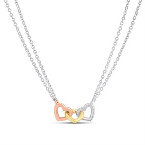 Radley RYJ2575S Gold Plated Silver Tone Rose Tone Triple Heart Necklace - J81171