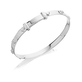 Little Star Silver Heart Expanding Children's Bangle - J83124