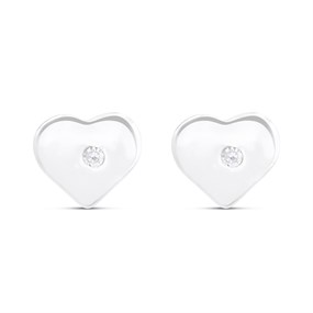 Little Star Silver Diamond Heart Stud Earrings - J83143