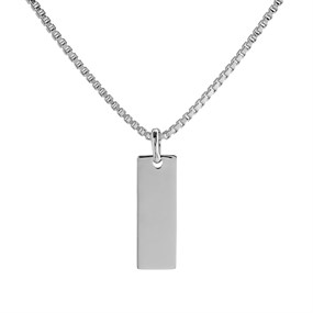 Little Star Silver Dog Tag Necklace - J83154