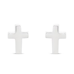 Little Star Silver Cross Stud Earrings - J83168