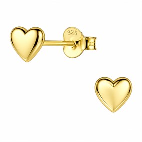 Little Star Silver Gold Plated Heart Stud Earrings - J83178