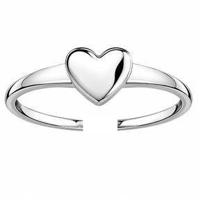 Little Star Silver Heart Adjustable Ring - J83183