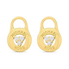 Michael Kors MKC1572AN710 Yellow Gold Tone CZ Lock Stud Earrings - J94162