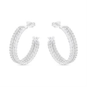 Michael Kors MKJ8279CZ040 Two Row CZ Hoop Earrings - J94165
