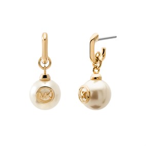 Michael Kors MKJ0180710K Silver Gold Plated Pearl Drop Earrings - J94192