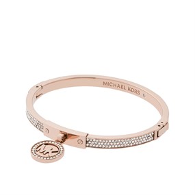 Michael Kors MKJ5978791 Silver Rose Tone Stone Set Bangle - J94204