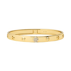 Michael Kors MKC1548AN710 Silver Gold Plated Stone Set Bangle - J94214
