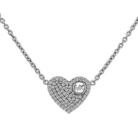 Michael Kors MKC1528AN040 Silver Heart Necklace - J9461