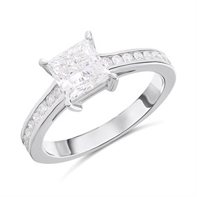 9ct White Gold Lab Grown Diamond Princess Singlestone Ring, 1.18cts - L40025