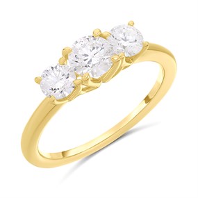 9ct Gold Graduated Lab Grown Diamond Trilogy Ring, 1.09cts - L40029