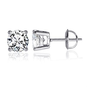 9ct White Gold Lab Grown Diamond Single Stone Earrings, 2ct/pr - L40059