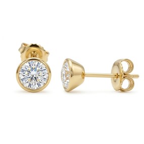 9ct Gold Lab Grown Diamond Rubover Solitaire Earrings, 1ct/pr - L40061
