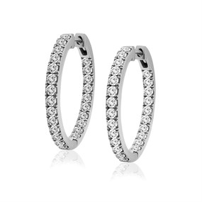 9ct White Gold Lab Grown Diamond Inside-Out Hoop Earrings, 1.50ct/pr - L40063