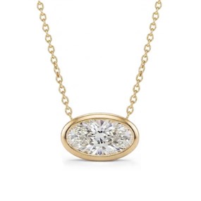 9ct Gold Lab Grown Diamond Transverse Oval Necklace, 42pts - L40087