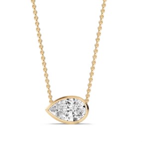 9ct Gold Lab Grown Diamond Transverse Pear Necklace, 40pts - L40088