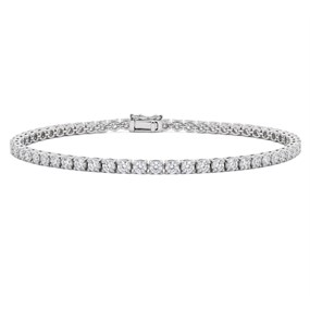 9ct White Gold Lab Grown Diamond Tennis Bracelet, 3cts - L40092