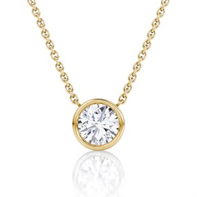 9ct Gold Lab Grown Diamond Rubover Single Stone Necklace, 1/2ct - L40093