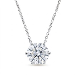 9ct White Gold Lab Grown Diamond Single Stone Necklace, 1.50cts - L40094