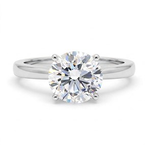 9ct White Gold Round Brilliant Cut Solitaire Lab Grown Diamond Ring, 2cts - L40201