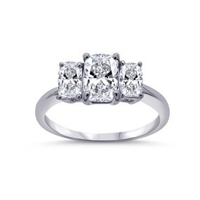 9ct White Gold Radiant-Cut Lab Grown Diamond Trilogy Ring, 1.60cts - L40205