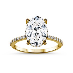 9ct Gold Oval Lab Grown Diamond Fancy Single Stone Ring, 3.36cts - L40208