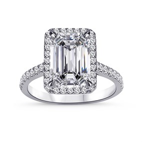 9ct White Gold Lab Grown Diamond Radiant Halo Cluster Ring, 2.29cts - L40209