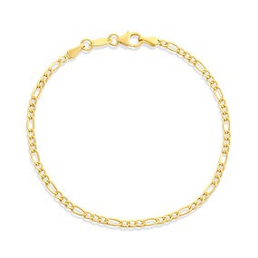 Bonded Silver And 9ct Gold Figaro Bracelet - M3004