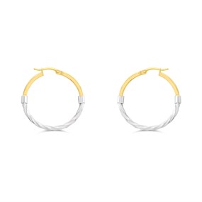 Bonded Silver And 9ct Gold Twist & Tube Hoop Earrings - M3010