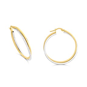 Bonded Silver And 9ct Gold Double Hoop Earrings - M3012