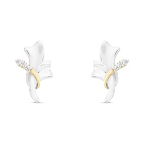 Bonded Silver And 9ct Gold Cubic Zirconia Stud Earrings - M3020