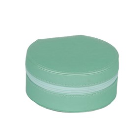 Small Round Sea Green Travel Jewellery Box - P55203