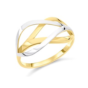 9ct Two Colour Gold Crossover Ring - R1922