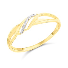 9ct Gold Diamond Crossover Ring - R2144
