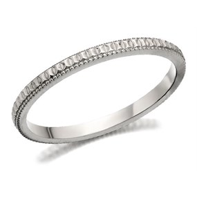 9ct White Gold Diamond Cut Wedding Ring - 2mm - R2301