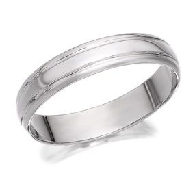 9ct White Gold Double Banded Wedding Ring - 4mm - R2493