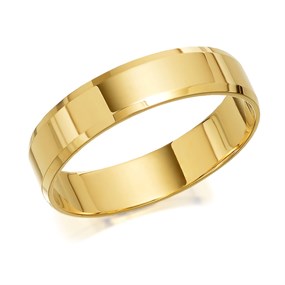 9ct Gold Flat Chamfered Edge Wedding Ring - 5mm - R4232