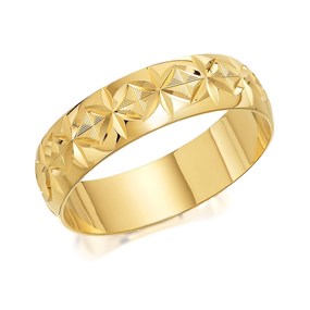 9ct Gold Diamond Cut Wedding Ring - 6mm - R4248