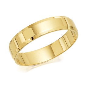 9ct Gold Flat Chamfered Edge Wedding Ring - 4mm - R4282